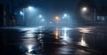 Wet asphalt, reflection of neon lights,Dark background scene of empty street, night view, night city Royalty Free Stock Photo