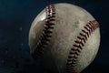 Wet baseball close up for rain game concept