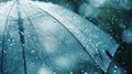 A Wet Blue Umbrella Closeup.AI generated image Royalty Free Stock Photo