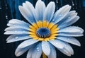 wet blue water flower background, close up of gerber flower Royalty Free Stock Photo