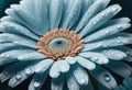 wet blue water flower background, close up of gerber flower Royalty Free Stock Photo