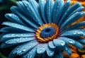 wet blue water flower background, close up of gerber flower Royalty Free Stock Photo