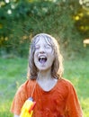 Wet Boy Fooling Around Squirting Water Royalty Free Stock Photo