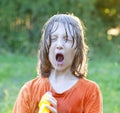 Wet Boy Fooling Around Squirting Water