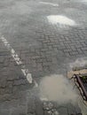 The wet brick paving road Royalty Free Stock Photo