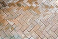 Wet brown brick floor pattern Royalty Free Stock Photo