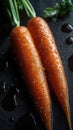 Wet carrotes on dark background. Generative Ai Royalty Free Stock Photo