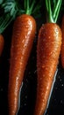 Wet carrotes on dark background. Generative Ai Royalty Free Stock Photo