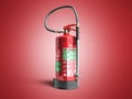 Wet chemical Fire extinguisher 3d render on red background