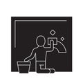Wet cleaning black vector concept icon. Wet cleaning flat illustration, sign Royalty Free Stock Photo