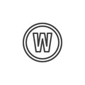 Wet cleaning, wash machine sign line icon