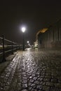 Wet cobblestone road in Maastricht. Royalty Free Stock Photo