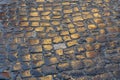 Wet cobblestones reflect the sun Royalty Free Stock Photo