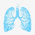 Wet cough vector icon of blue lungs cold wet cough remedy and bronchitis mucolytic Royalty Free Stock Photo