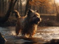A wet dog shakes water off his body, Generative AI