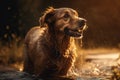 A wet dog shakes water off his body, Generative AI