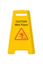 Wet floor caution sign flat vector illustration