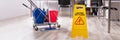 Wet Floor Caution Sign On Floor Royalty Free Stock Photo