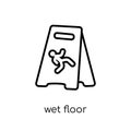 Wet floor icon. Trendy modern flat linear vector Wet floor icon Royalty Free Stock Photo