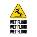 Wet Floor logo sign vector yellow triangle with falling man illustration Royalty Free Stock Photo