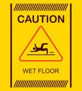 Wet floor sign isolated on yellow background Royalty Free Stock Photo