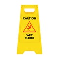 Wet floor sign. Safety yellow slippery floor warning icon vector caution symbol Royalty Free Stock Photo