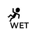 Wet Floor sign, slippery floor icon with falling man in modern rounded style Royalty Free Stock Photo