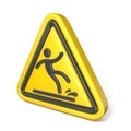 Wet floor sign yellow triangle with falling man 3D Royalty Free Stock Photo