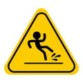 Wet Floor sign, yellow triangle with falling man in modern rounded style isolated Royalty Free Stock Photo