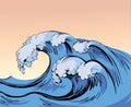 Water wave. Vector line drawind