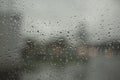 Wet glass. Raindrops on window. It's rainy day Royalty Free Stock Photo