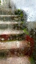 Wet Glass Stairs View With Reflection