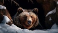 Wet grizzly bear walking in arctic wilderness generated by AI