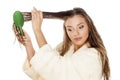 Wet hair combing Royalty Free Stock Photo