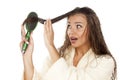 Wet hair combing Royalty Free Stock Photo