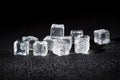 Wet ice cubes on black background Royalty Free Stock Photo