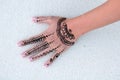 Wet indian henna tattoo Royalty Free Stock Photo