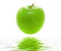 Wet juicy green apple