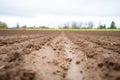 wet loamy soil in an open field