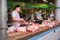 Wet market in China, butcher