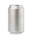 Wet metal aluminum beverage drink can isolated on white background clipping path. photography