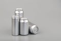 Wet metal aluminum beverage drink cans. photography