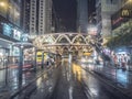 A wet night on the city streets of Hong Kong Royalty Free Stock Photo
