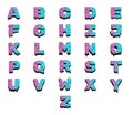 Wet paint colorful alphabet. Vector letters set