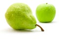 Wet pear and apple Royalty Free Stock Photo