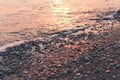 Wet pebble stones and water at morning seaside Royalty Free Stock Photo