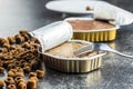 Wet pet food. Cat or dog pate Royalty Free Stock Photo