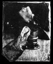 wet plate collodion vintage image of hisotrical process of photography texture