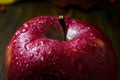 Wet red delicious apple close-up,Fresh juicy red apples, close u