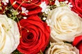 Wet Red And White Roses Bouquet Royalty Free Stock Photo